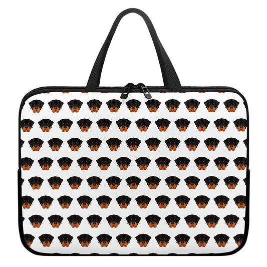 Rottweiler Face Pattern Print Laptop Sleeve With Handle