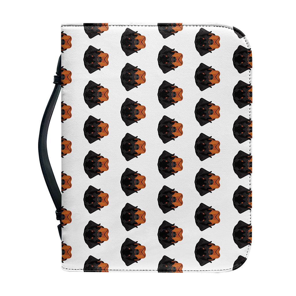 Rottweiler Face Pattern Print Leather Bible Cover