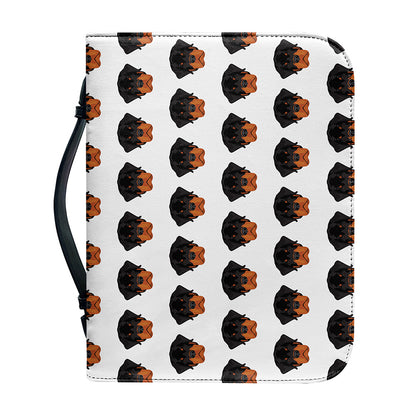 Rottweiler Face Pattern Print Leather Bible Cover