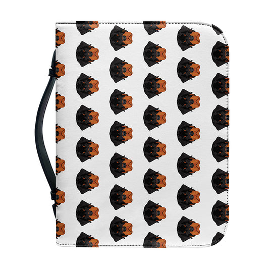Rottweiler Face Pattern Print Leather Bible Cover