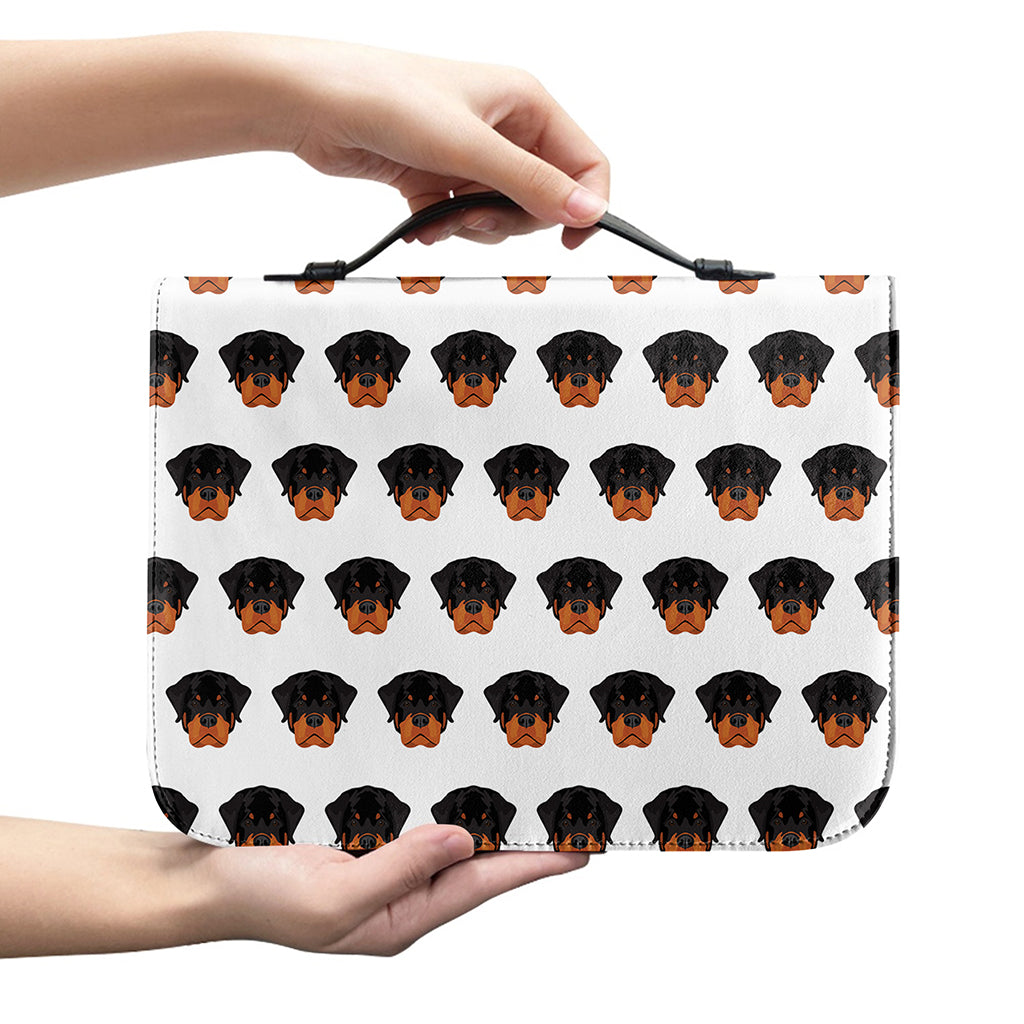 Rottweiler Face Pattern Print Leather Bible Cover