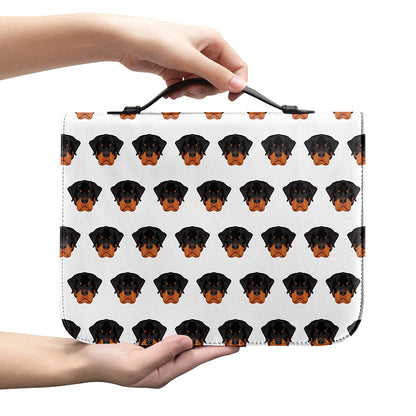 Rottweiler Face Pattern Print Leather Bible Cover