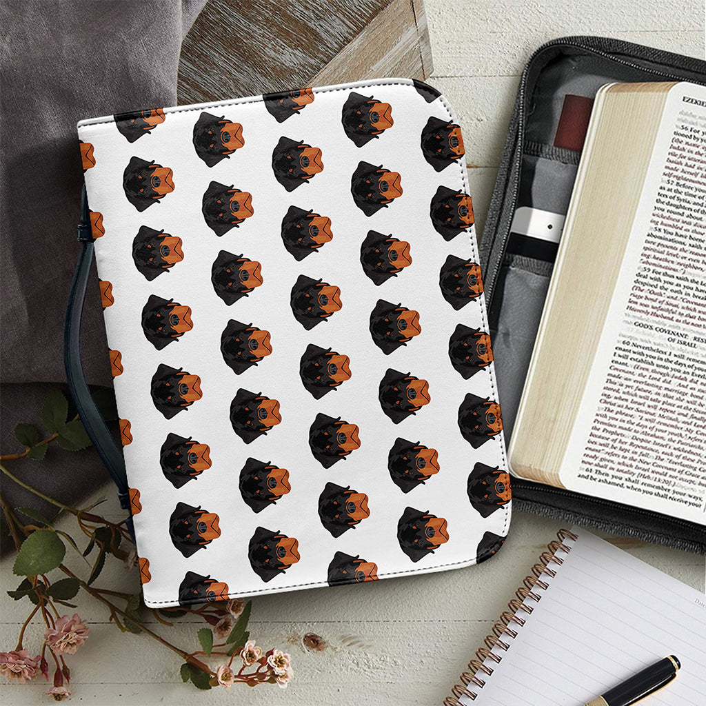 Rottweiler Face Pattern Print Leather Bible Cover