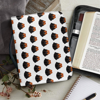 Rottweiler Face Pattern Print Leather Bible Cover