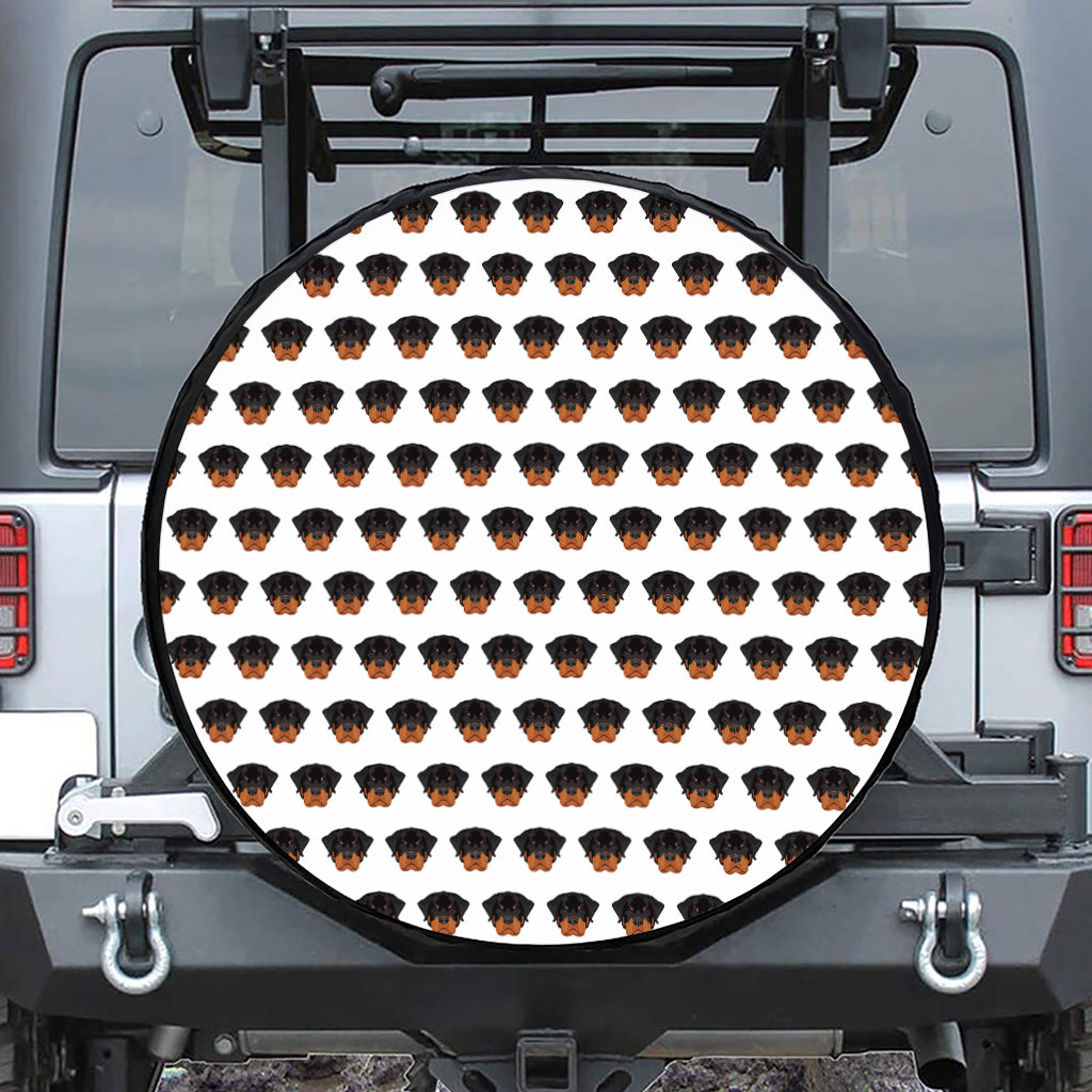 Rottweiler Face Pattern Print Leather Spare Tire Cover