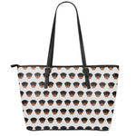Rottweiler Face Pattern Print Leather Tote Bag