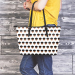 Rottweiler Face Pattern Print Leather Tote Bag