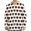 Rottweiler Face Pattern Print Long Sleeve Baseball Jersey