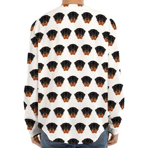 Rottweiler Face Pattern Print Long Sleeve Baseball Jersey