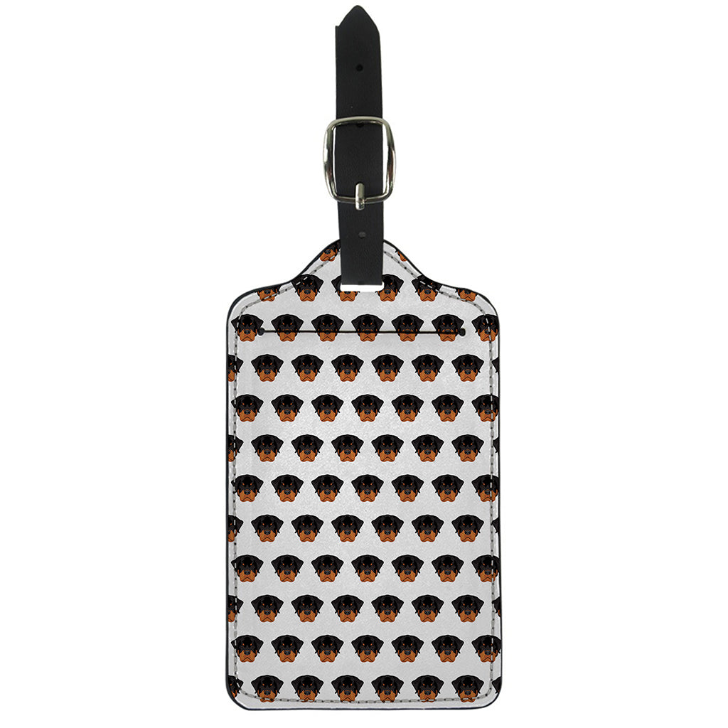 Rottweiler Face Pattern Print Luggage Tag