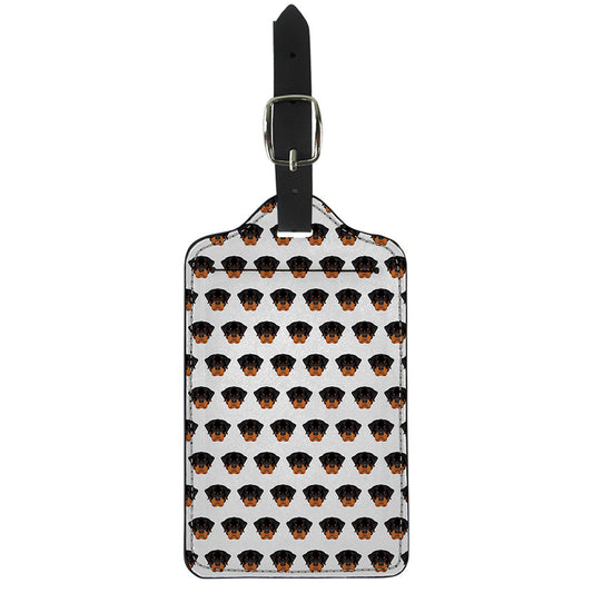Rottweiler Face Pattern Print Luggage Tag