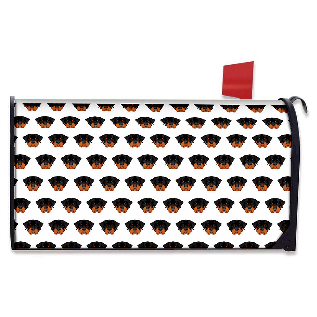 Rottweiler Face Pattern Print Mailbox Cover