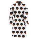 Rottweiler Face Pattern Print Men's Bathrobe