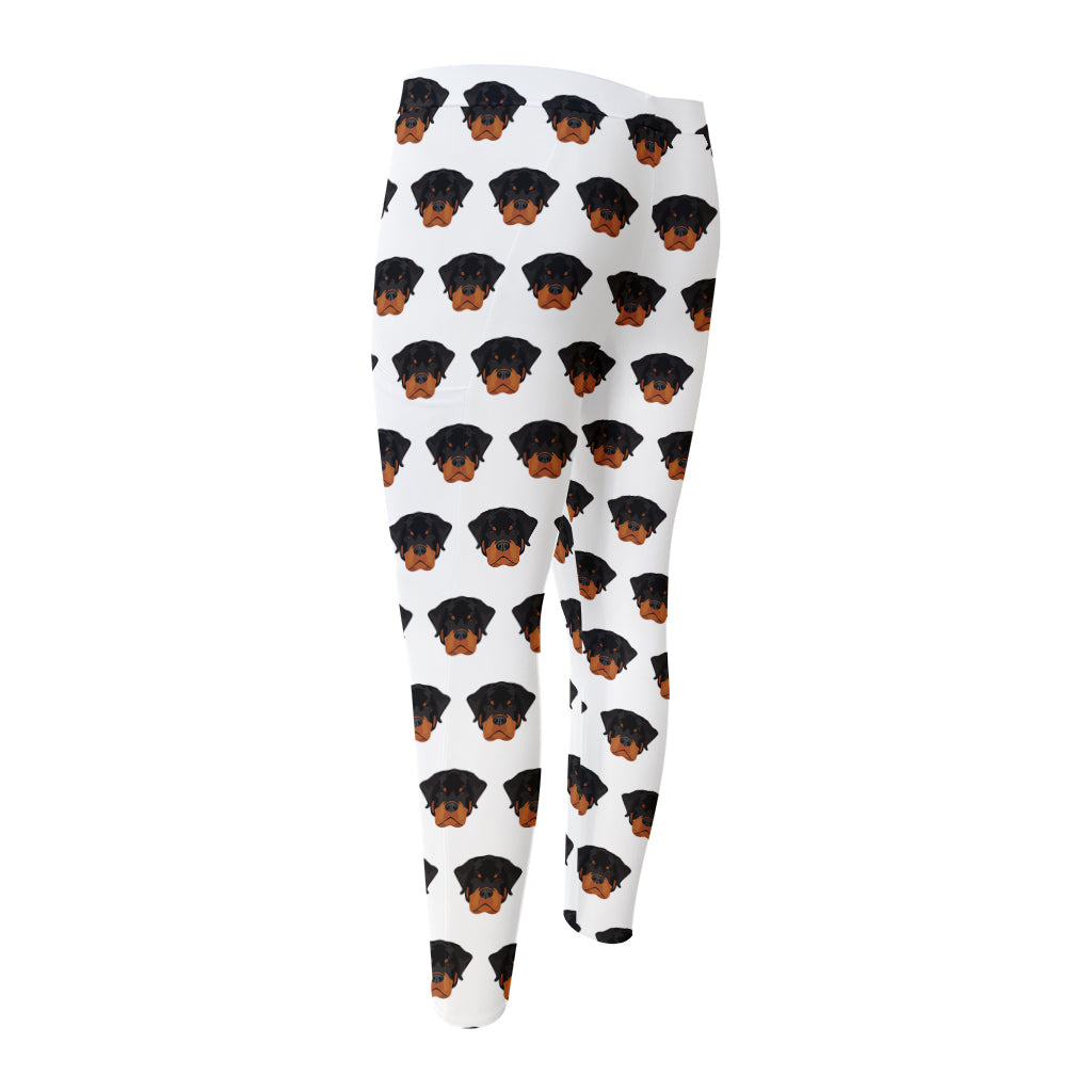 Rottweiler Face Pattern Print Men's Compression Pants
