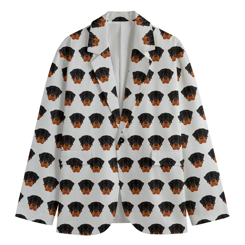 Rottweiler Face Pattern Print Men's Cotton Blazer