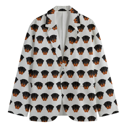 Rottweiler Face Pattern Print Men's Cotton Blazer