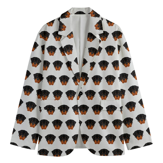 Rottweiler Face Pattern Print Men's Cotton Blazer