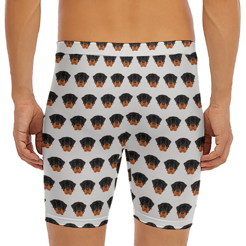 Rottweiler Face Pattern Print Men's Long Boxer Briefs