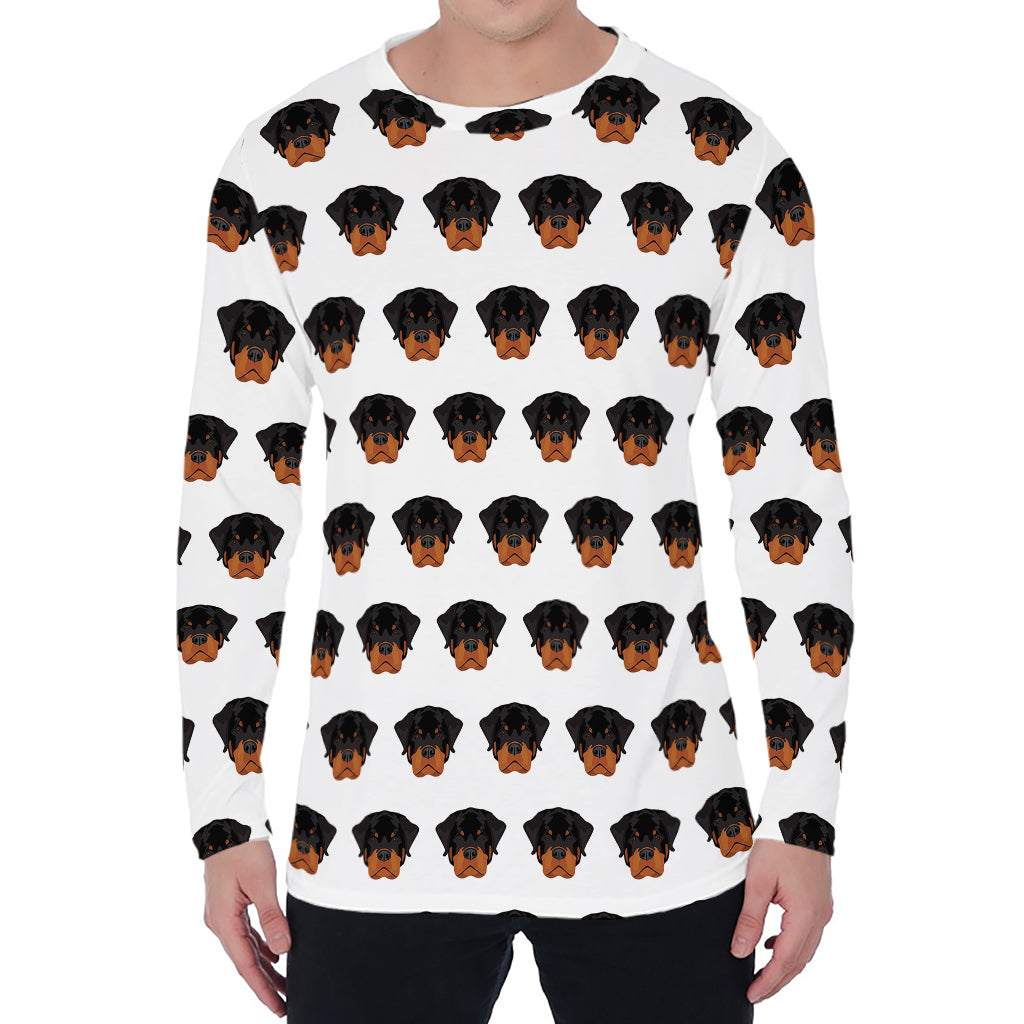 Rottweiler Face Pattern Print Men's Long Sleeve T-Shirt