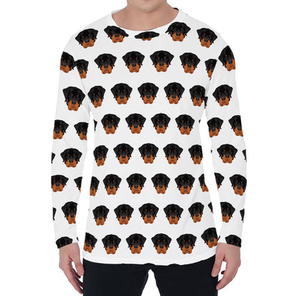 Rottweiler Face Pattern Print Men's Long Sleeve T-Shirt