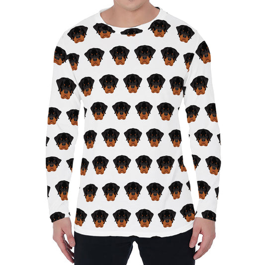 Rottweiler Face Pattern Print Men's Long Sleeve T-Shirt