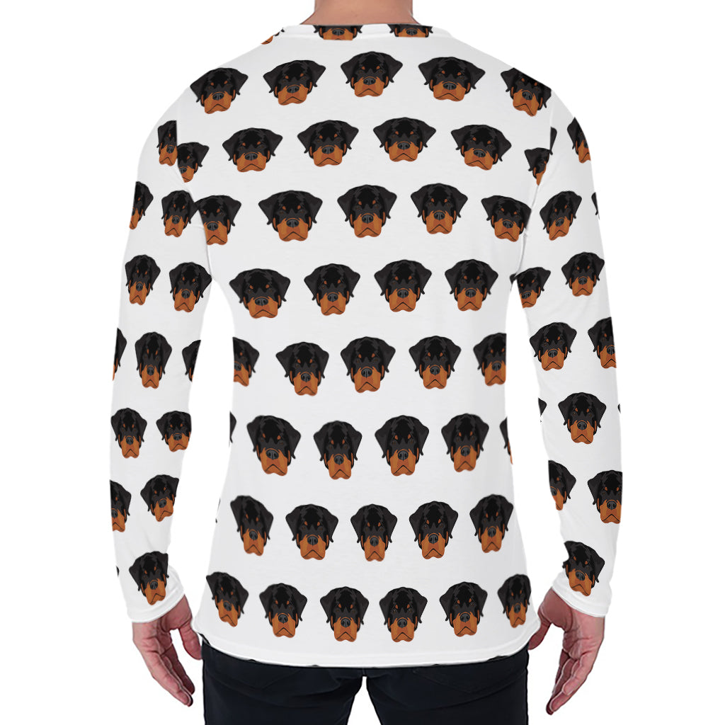 Rottweiler Face Pattern Print Men's Long Sleeve T-Shirt