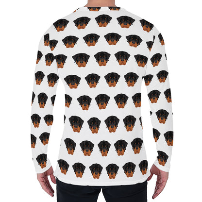 Rottweiler Face Pattern Print Men's Long Sleeve T-Shirt
