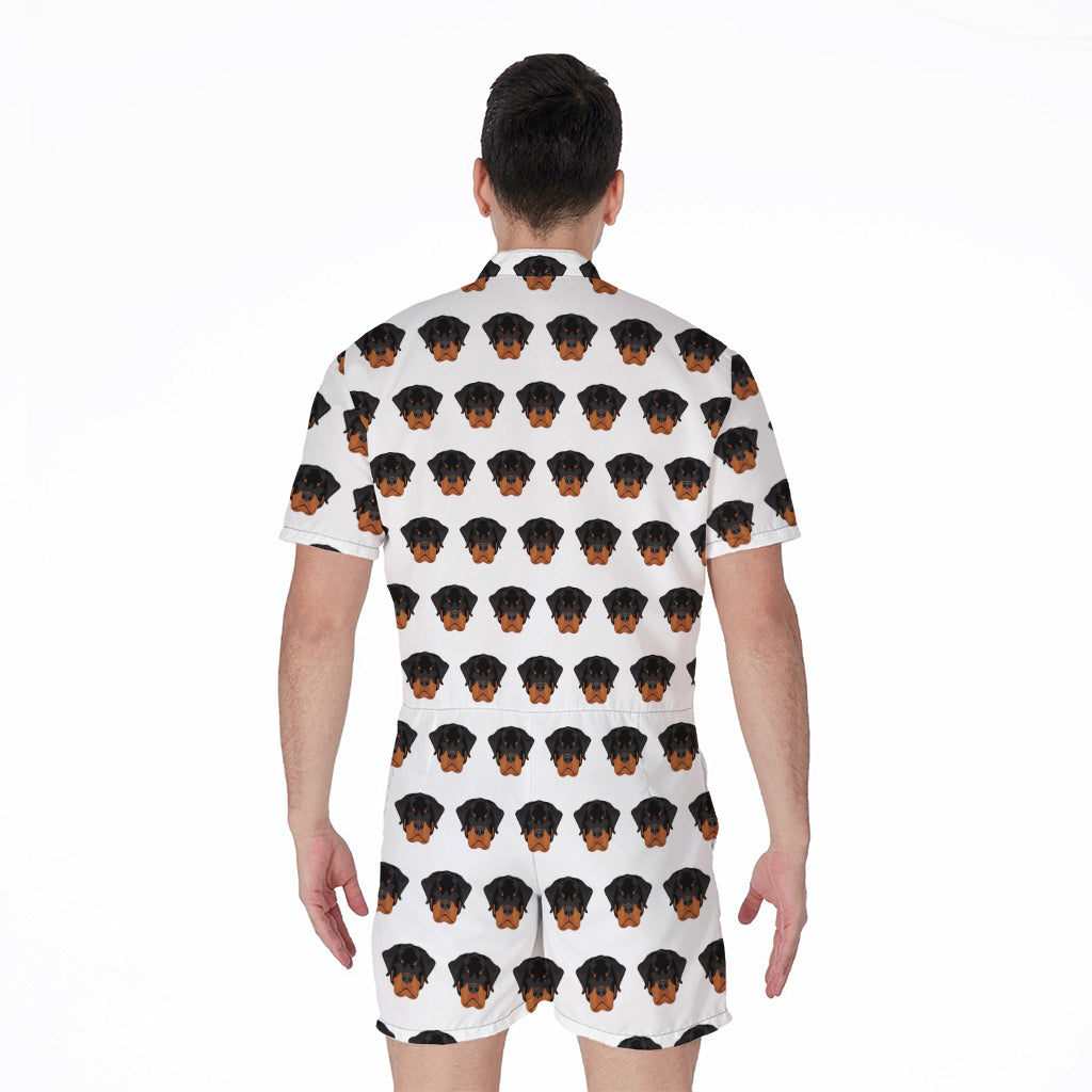 Rottweiler Face Pattern Print Men's Rompers