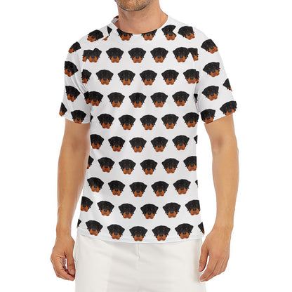 Rottweiler Face Pattern Print Men's Short Sleeve Rash Guard