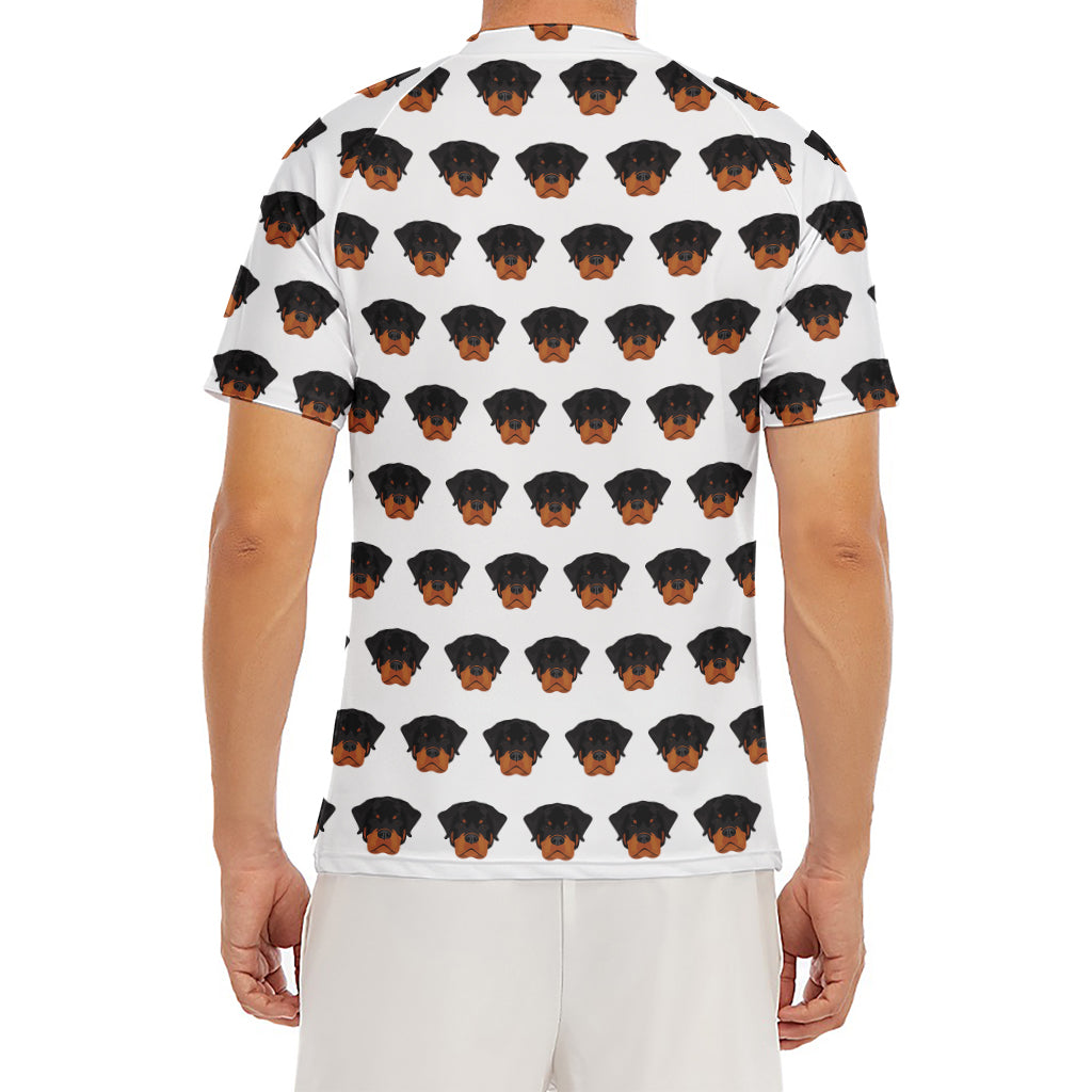 Rottweiler Face Pattern Print Men's Short Sleeve Rash Guard