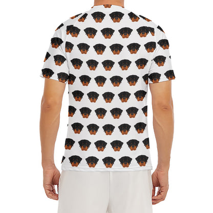 Rottweiler Face Pattern Print Men's Short Sleeve Rash Guard