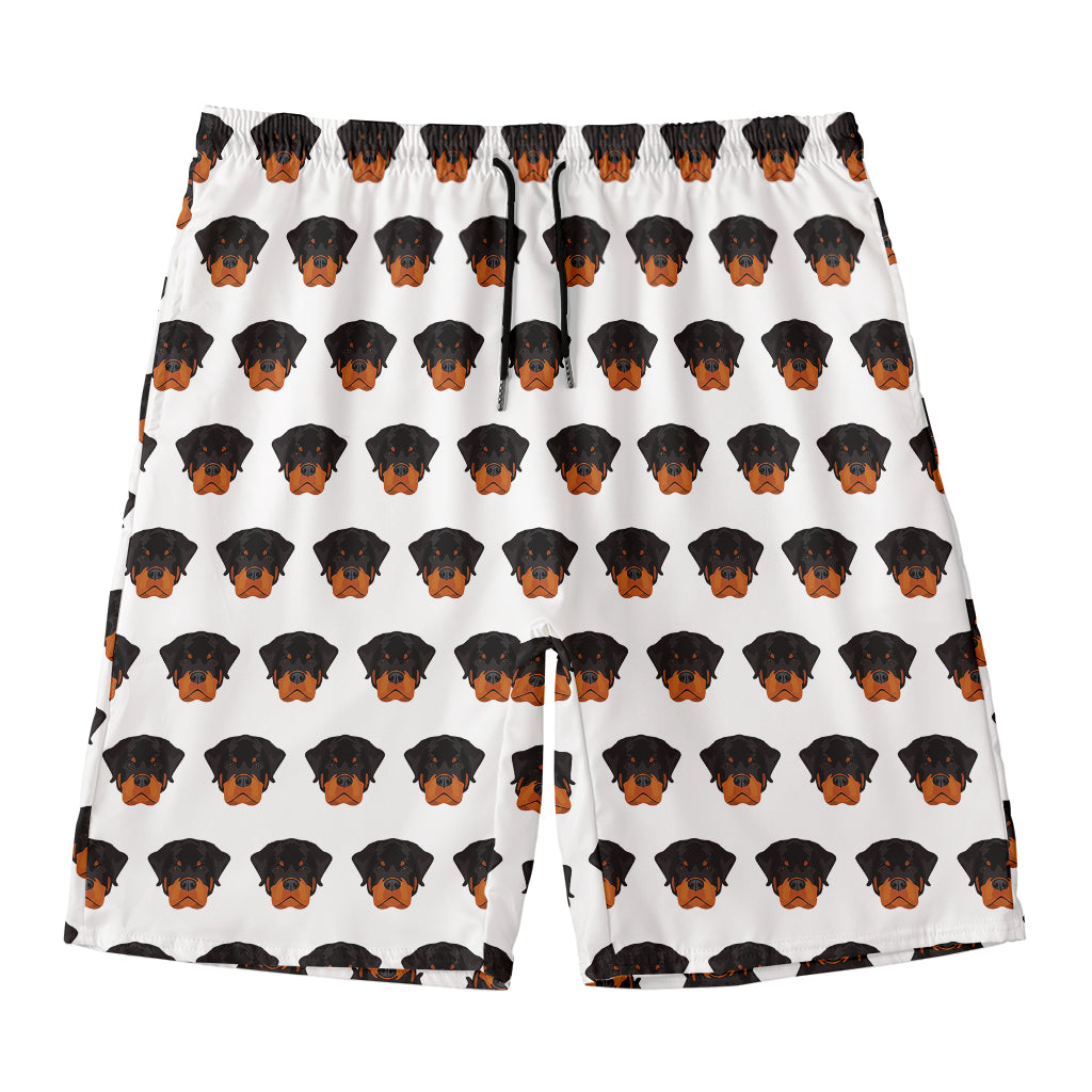 Rottweiler Face Pattern Print Men's Swim Trunks