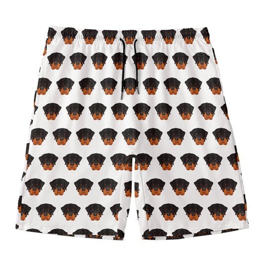 Rottweiler Face Pattern Print Men's Swim Trunks