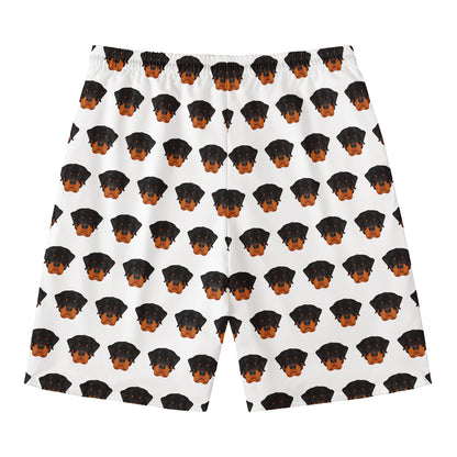 Rottweiler Face Pattern Print Men's Swim Trunks