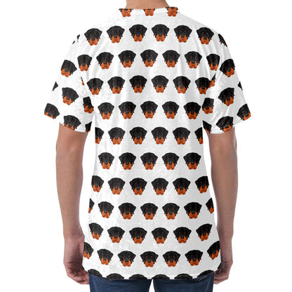 Rottweiler Face Pattern Print Men's Velvet T-Shirt
