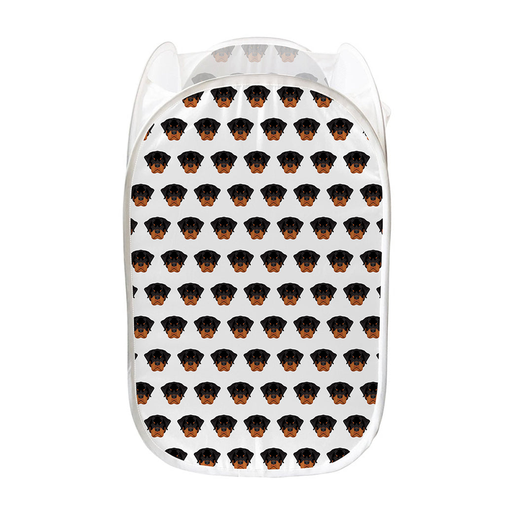 Rottweiler Face Pattern Print Mesh Laundry Hamper