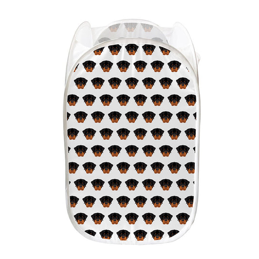 Rottweiler Face Pattern Print Mesh Laundry Hamper