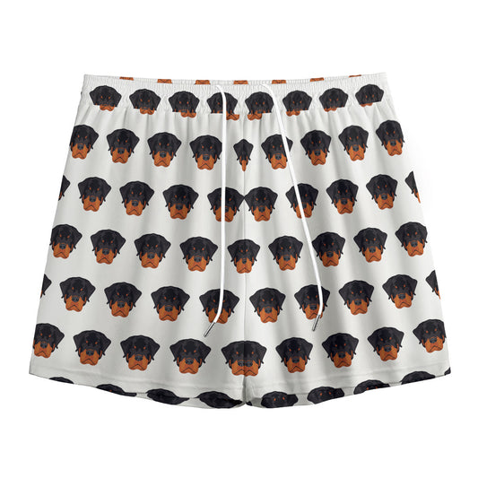 Rottweiler Face Pattern Print Mesh Shorts