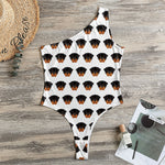 Rottweiler Face Pattern Print One Shoulder Bodysuit