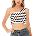 Rottweiler Face Pattern Print One Shoulder Crop Top