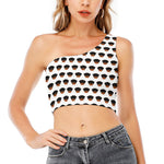Rottweiler Face Pattern Print One Shoulder Crop Top
