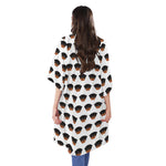 Rottweiler Face Pattern Print Open Front Beach Cover Up