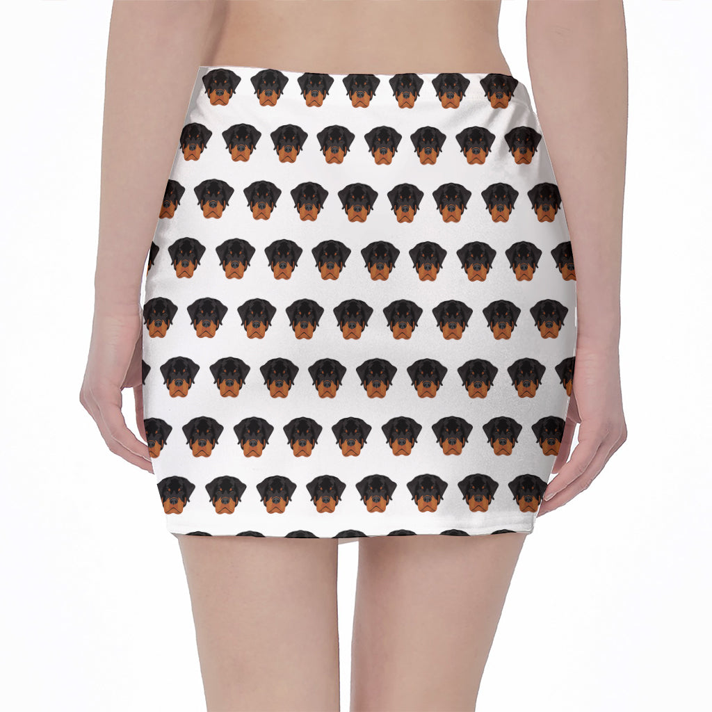 Rottweiler Face Pattern Print Pencil Mini Skirt