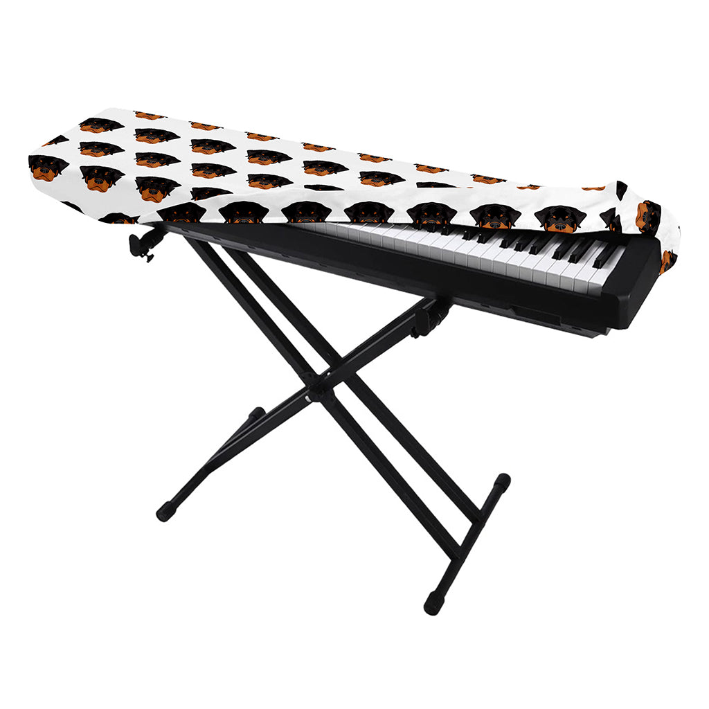Rottweiler Face Pattern Print Piano Keyboard Cover