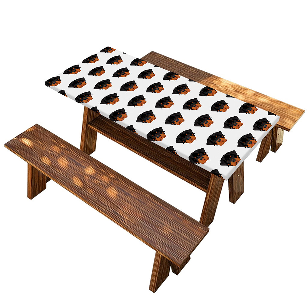 Rottweiler Face Pattern Print Picnic Table Cover