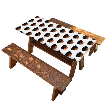 Rottweiler Face Pattern Print Picnic Table Cover