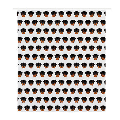 Rottweiler Face Pattern Print Polyester Shower Curtain