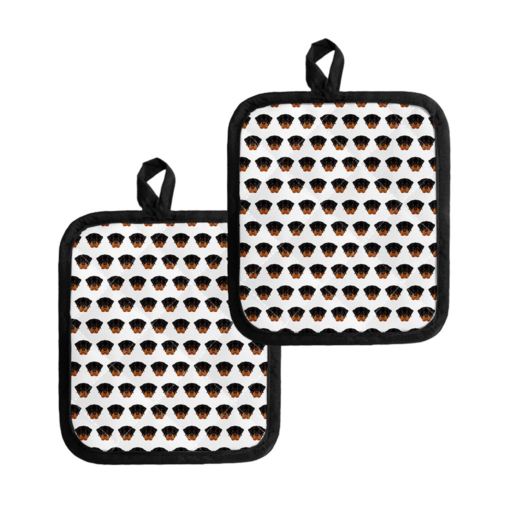 Rottweiler Face Pattern Print Pot Holders