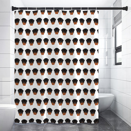 Rottweiler Face Pattern Print Premium Shower Curtain