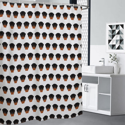 Rottweiler Face Pattern Print Premium Shower Curtain